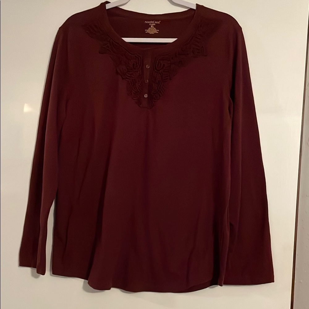 NorthCrest classic blouse - XL - burgundy